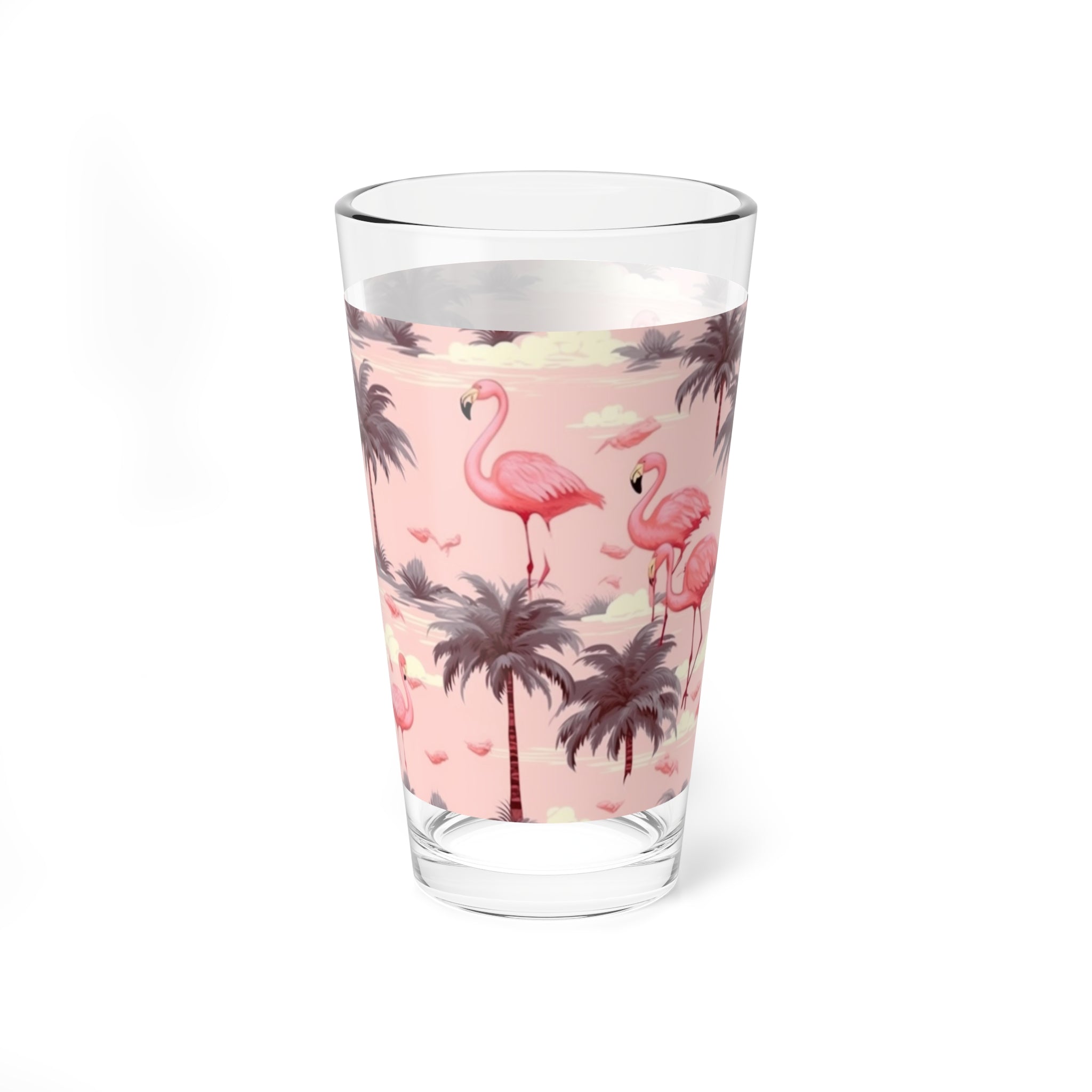 Pink Flamingo's- Mixing Glass, 16oz - Creations by Chris and Carlos