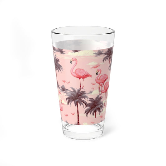 Pink Flamingo's- Mixing Glass, 16oz - Creations by Chris and Carlos