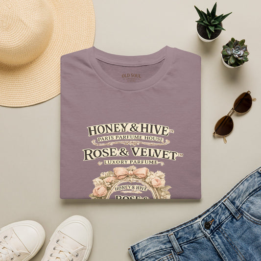 Rose & Velvet Parfum Shirt — Honey & Hive Vintage Floral Tee - Creations by Chris and Carlos