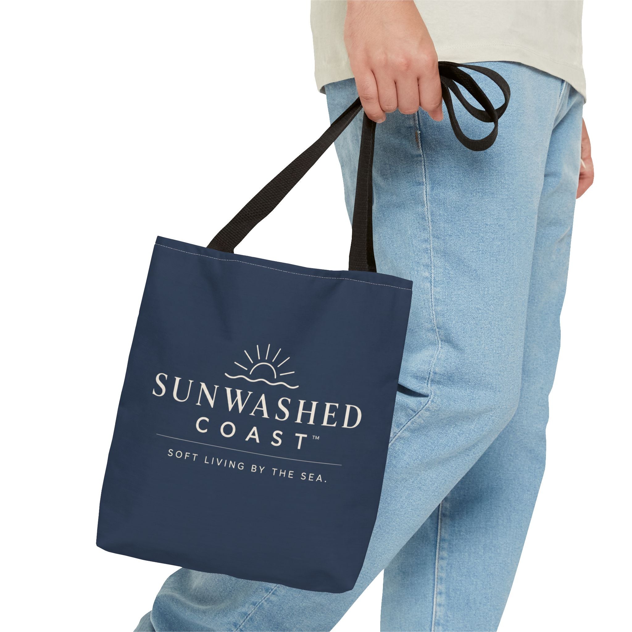 Sunwashed Coast Tote Bag — 'Soft Living by the Sea' Coastal Canvas Shopper - Creations by Chris and Carlos