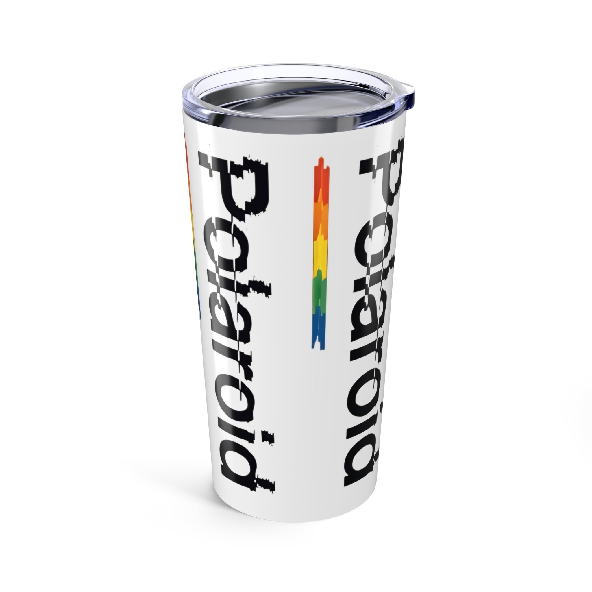 Polaroid Rainbow Logo 20oz Tumbler — Retro Camera Pride Drinkware - Creations by Chris and Carlos
