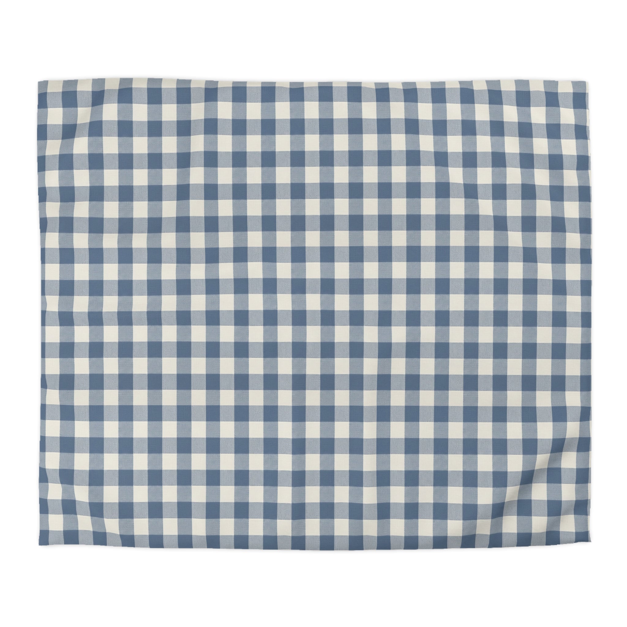 The Slate & Sage Collection- Geneva Blue Gingham Microfiber Duvet Cover — Cozy Farmhouse Plaid Bedding - Creations by Chris and Carlos