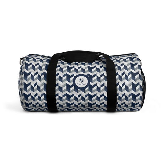 Prism Point Athletic Collection Chevron Navy and White Duffel Bag — Navy Geometric Travel Gym Bag - Creations by Chris and Carlos