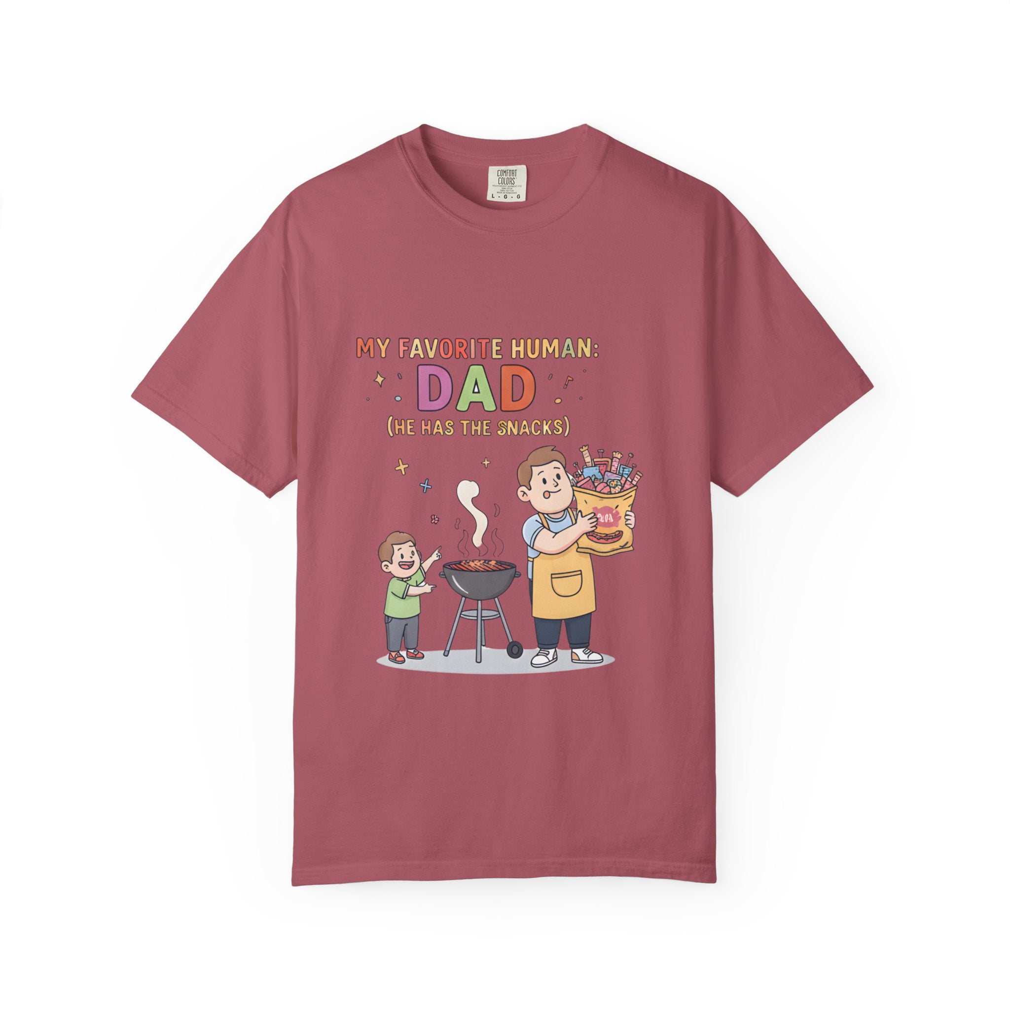 T-Shirt — "My Favorite Human Dad-He has the snacks" Funny Retro Graphic Tee - Creations by Chris and Carlos