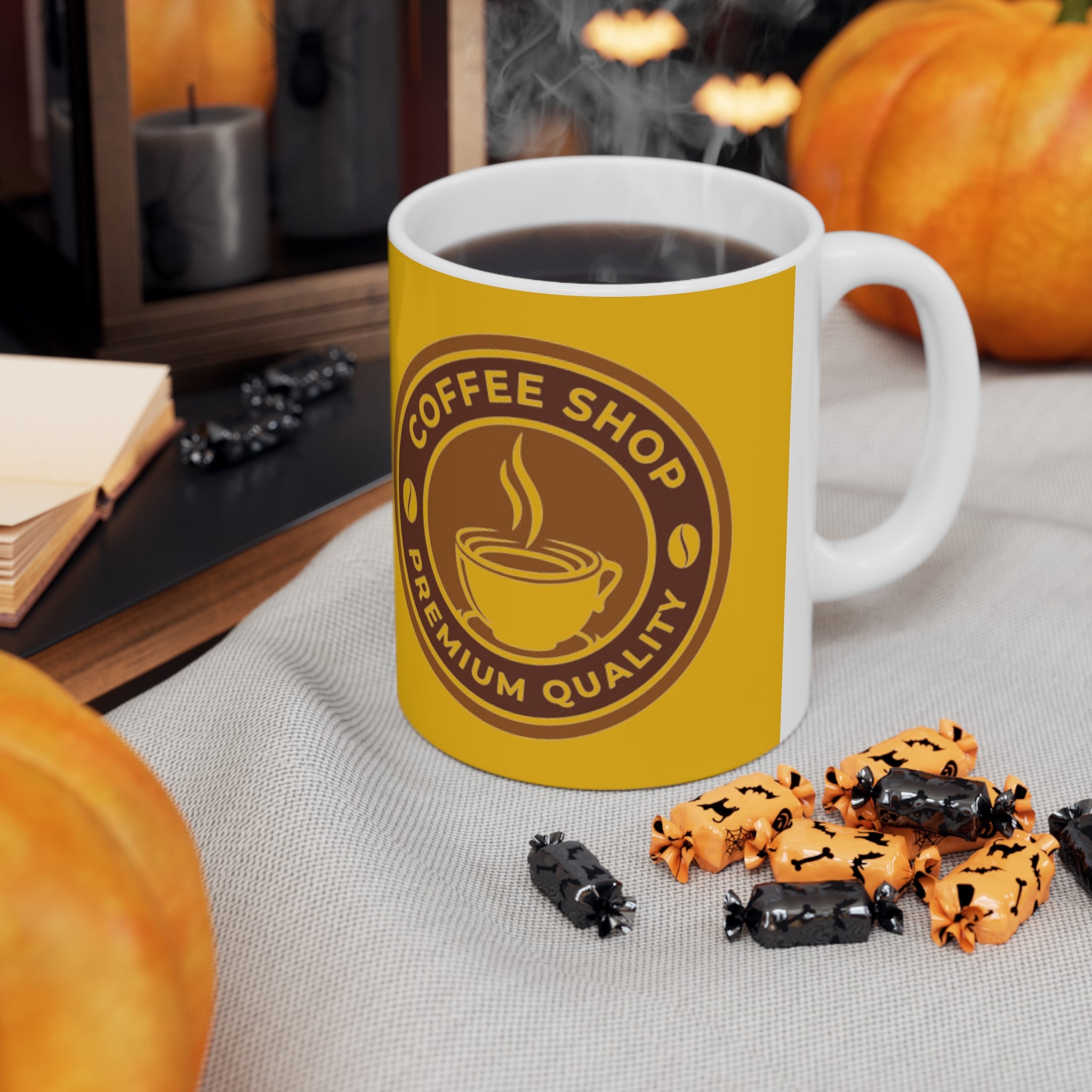 Coffee Shop- White Ceramic Mug - Creations by Chris and Carlos