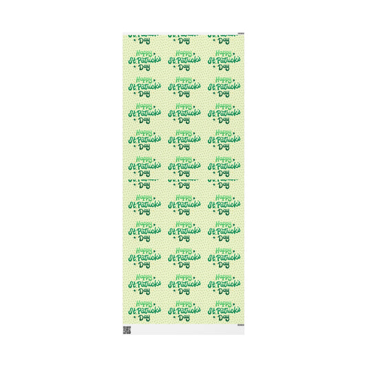 Wrapping Paper Roll — 'Happy St. Patrick's Day' Green Script Pattern - Creations by Chris and Carlos