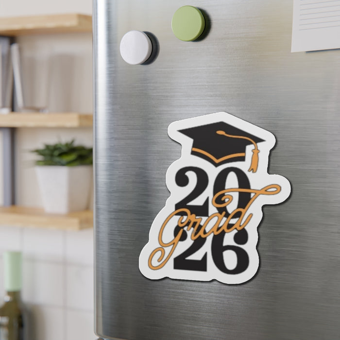 2026 Grad Die-Cut Magnet — Class of 2026 Graduation Cap Refrigerator Magnet