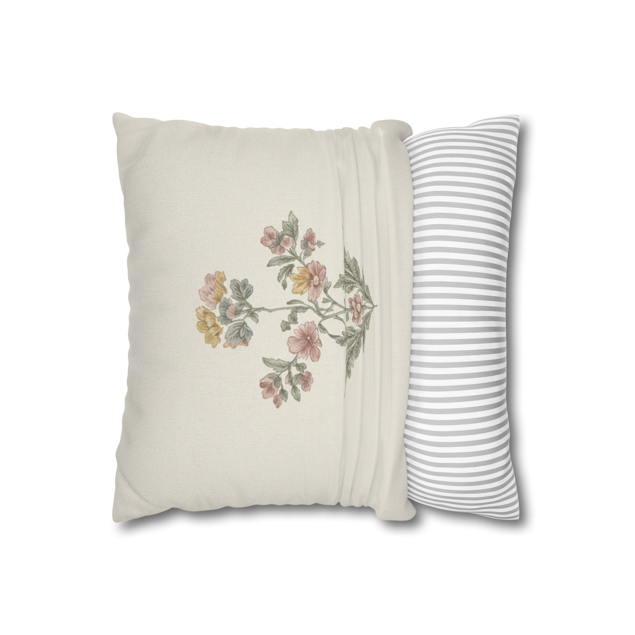 Vintage Floral Square Pillowcase — Soft Botanical Throw Pillow Cover - Creations by Chris and Carlos