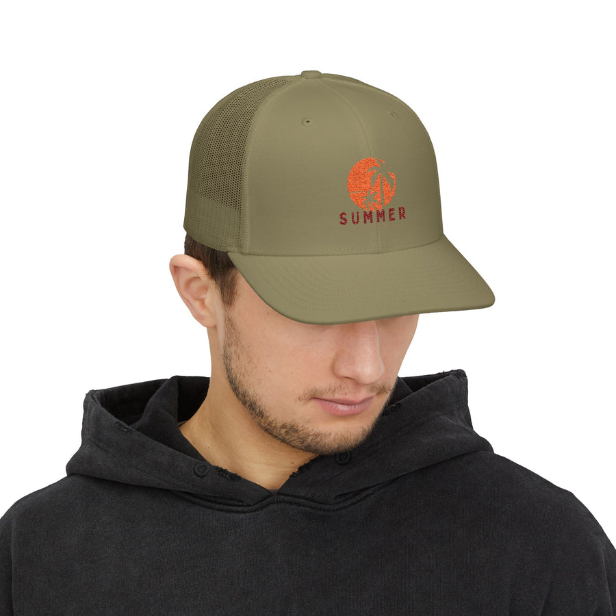 Trucker Cap - Sunset Palm 'SUMMER' Logo - Creations by Chris and Carlos