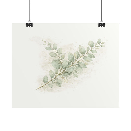 Botanical Eucalyptus Poster — Watercolor Green Leaf Wall Art - Creations by Chris and Carlos