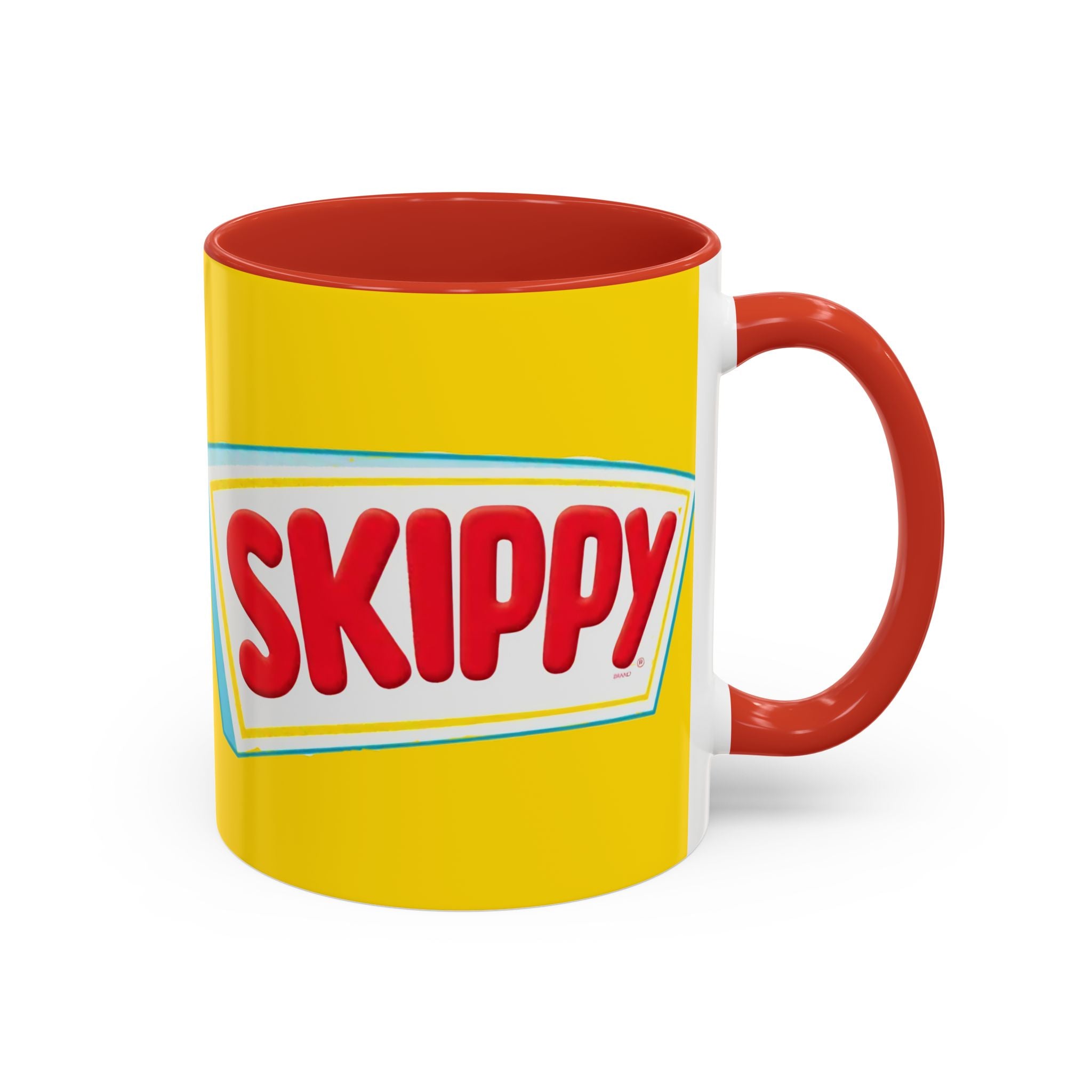 Skippy Retro Logo Coffee Mug — Yellow Accent Peanut Butter Inspired 11/15oz - Creations by Chris and Carlos