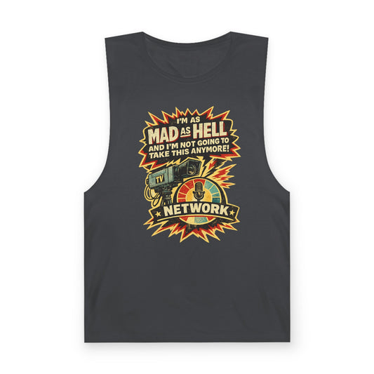Mad As Hell Network Graphic Tank Top — Retro Protest Tee - Creations by Chris and Carlos