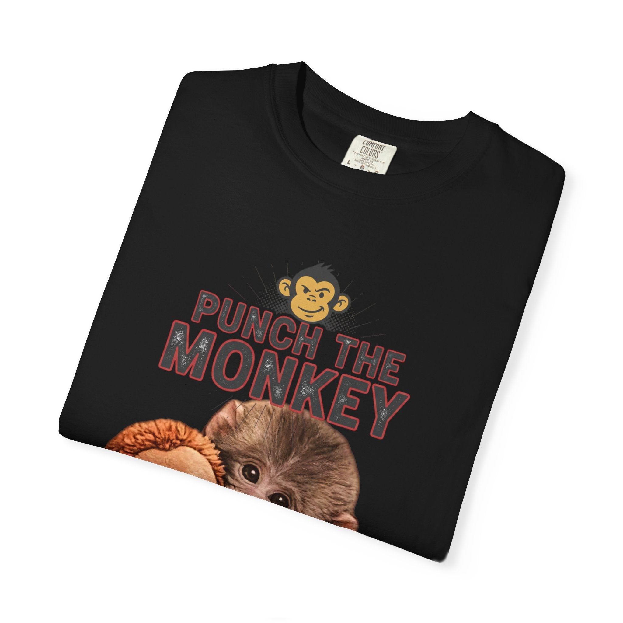 Punch the Monkey T-Shirt — Cute Baby Monkey with Plush Toy Graphic - Creations by Chris and Carlos