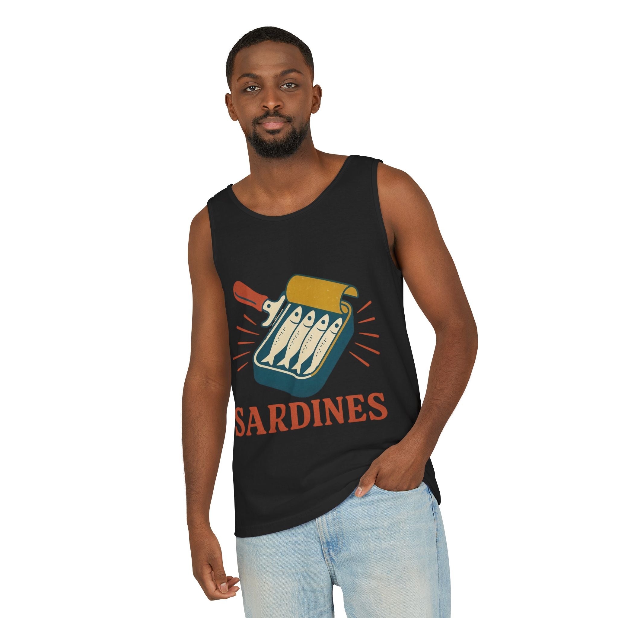 Sardines Graphic Tank Top — Retro Canned Fish Illustration - Creations by Chris and Carlos