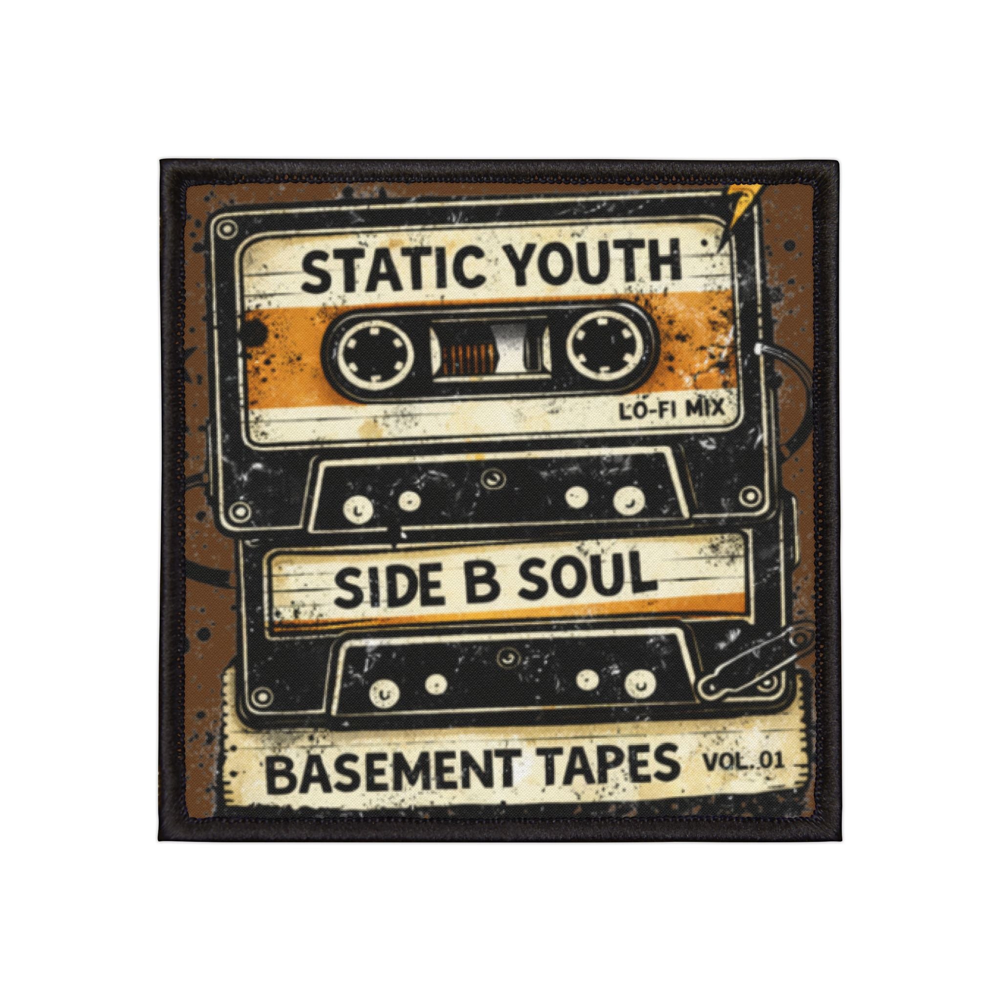 Retro Cassette Iron-On Patch — "Static Youth / Side B Soul" - Creations by Chris and Carlos