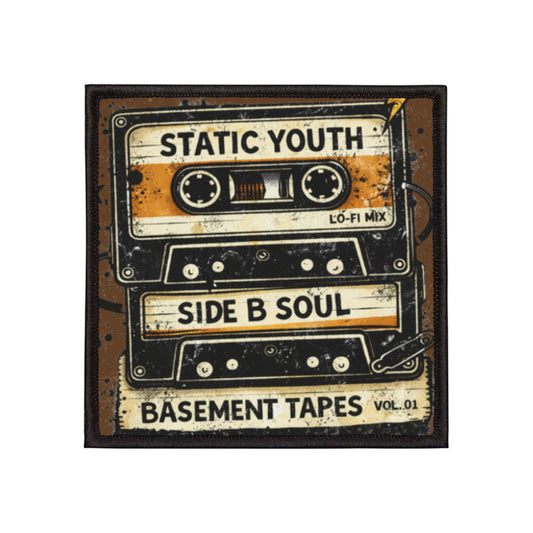 Retro Cassette Iron-On Patch — "Static Youth / Side B Soul" - Creations by Chris and Carlos