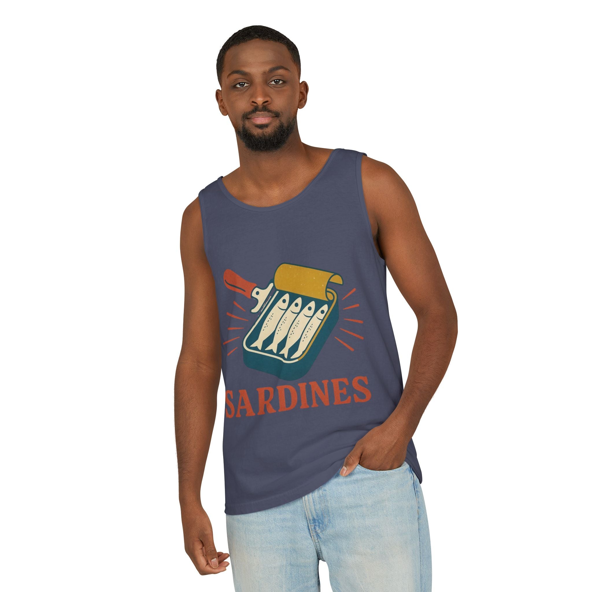 Sardines Graphic Tank Top — Retro Canned Fish Illustration - Creations by Chris and Carlos