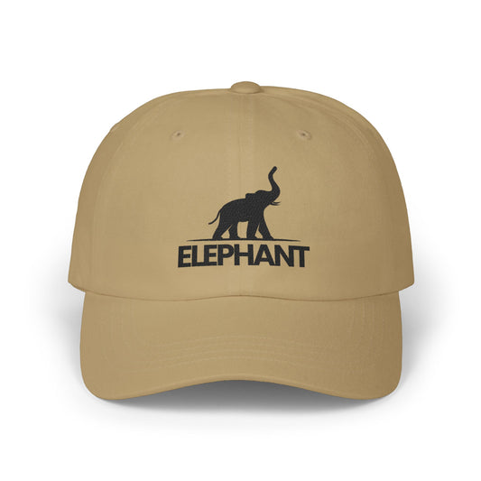 Elephant Logo Dad Cap – Embroidered Classic White Baseball Hat - Creations by Chris and Carlos