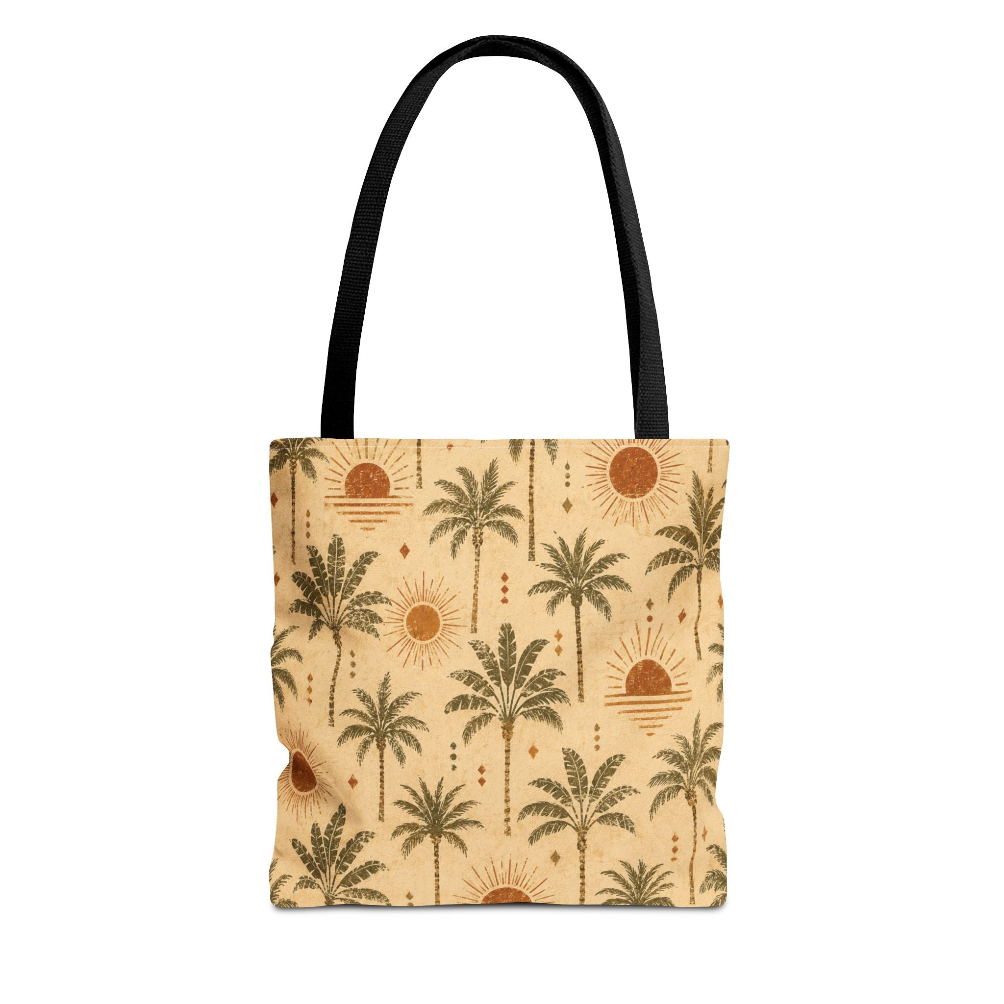 Palm Tree Sunset Tote Bag – Vintage Tropical Canvas Beach Shopper - Creations by Chris and Carlos