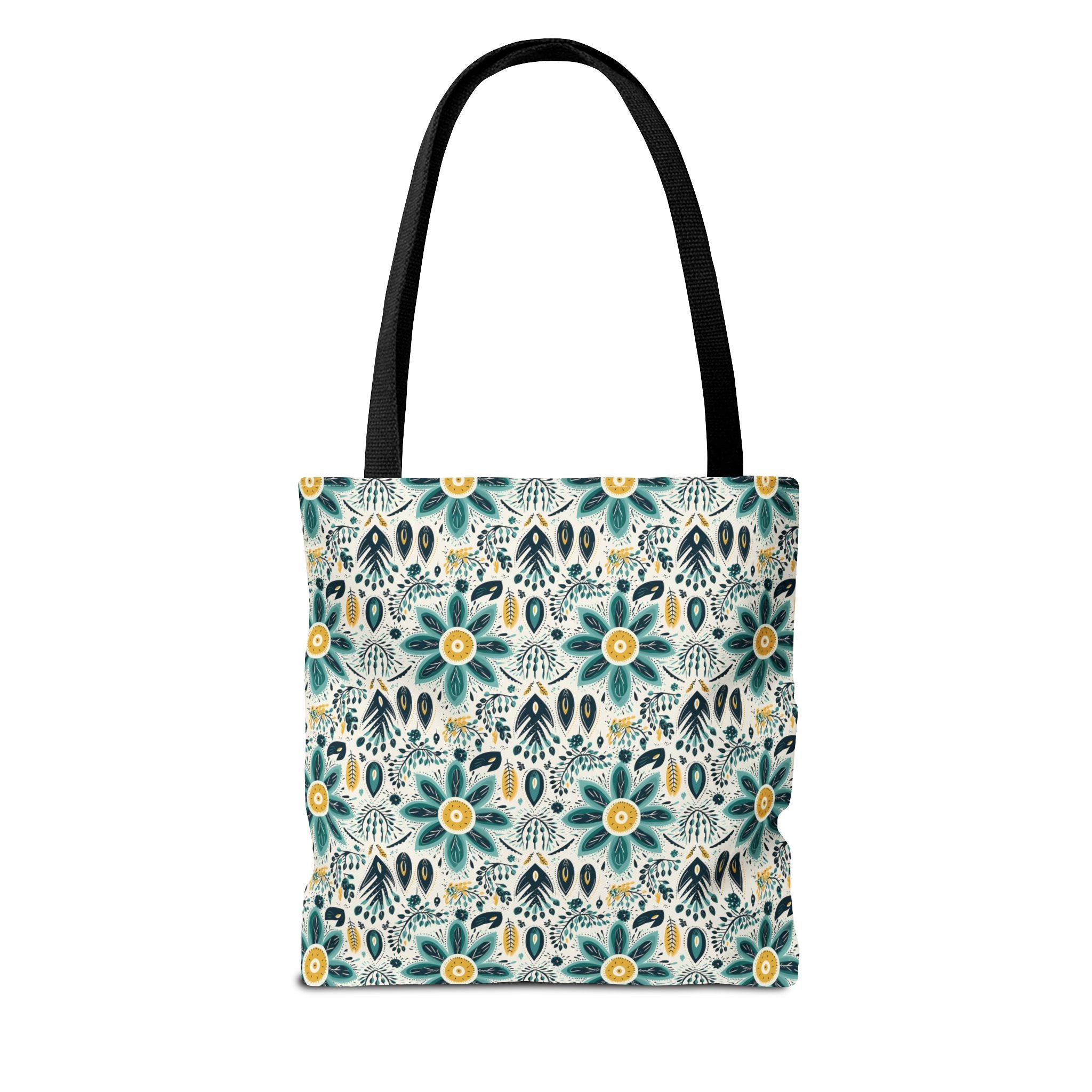 Sol y Alegría (Sun and Joy) Collection- Cactus Succulent Pattern Microfiber Blanket Soft Velveteen Throw for Home & Garden Lovers Floral Folk Art Tote Bag — Teal & Mustard All-Over Print - Creations by Chris and Carlos