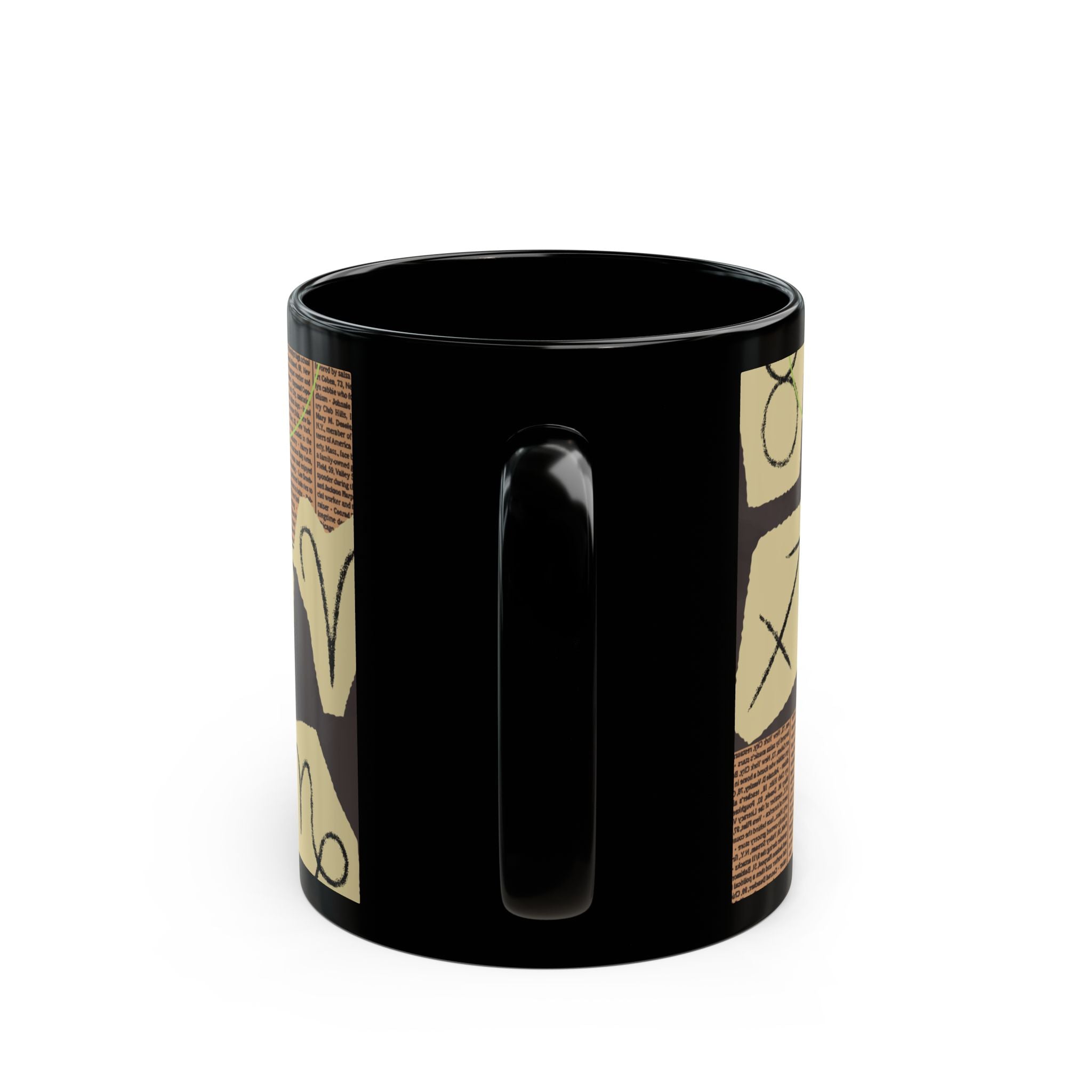 Zodiac Collage Black Mug — Vintage Astrology Symbols Coffee Cup (11oz/15oz) - Creations by Chris and Carlos
