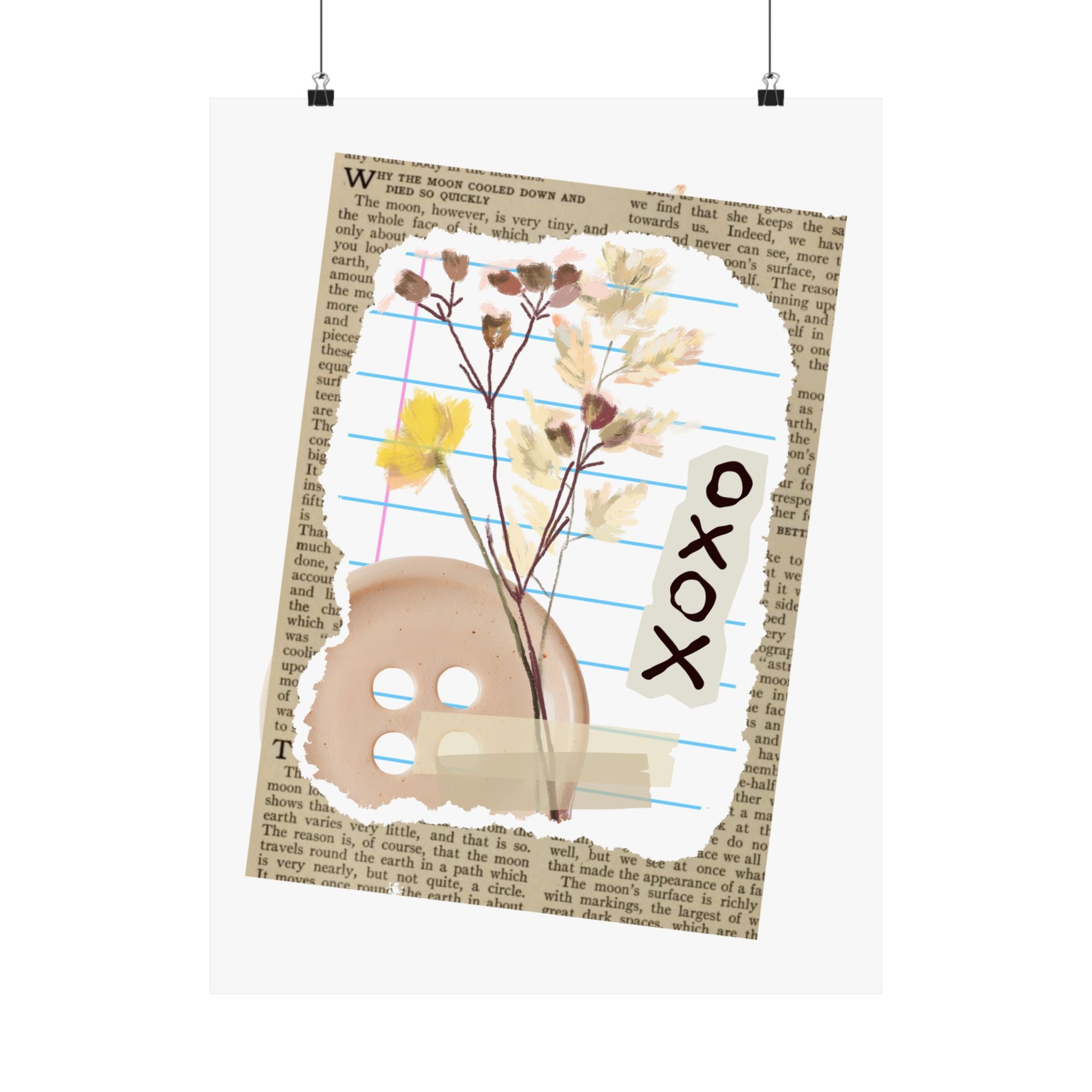 Briarwood Garden Dried Flowers Collage Matte Poster — 'XOXO' Vintage Notebook Art - Creations by Chris and Carlos