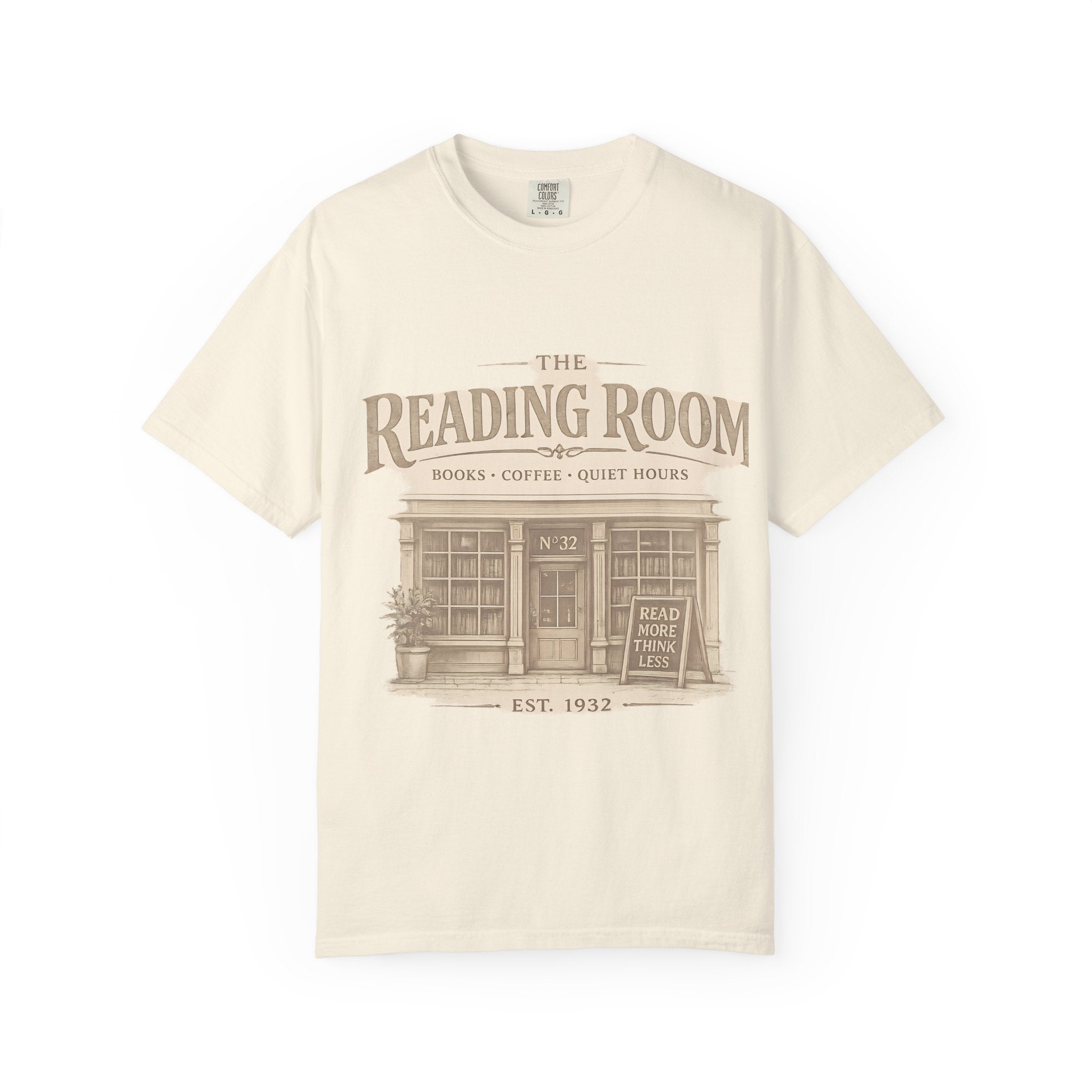 Reading Room T-Shirt – Vintage Bookshop Cafe Graphic Tee ("The Reading Room") - Creations by Chris and Carlos