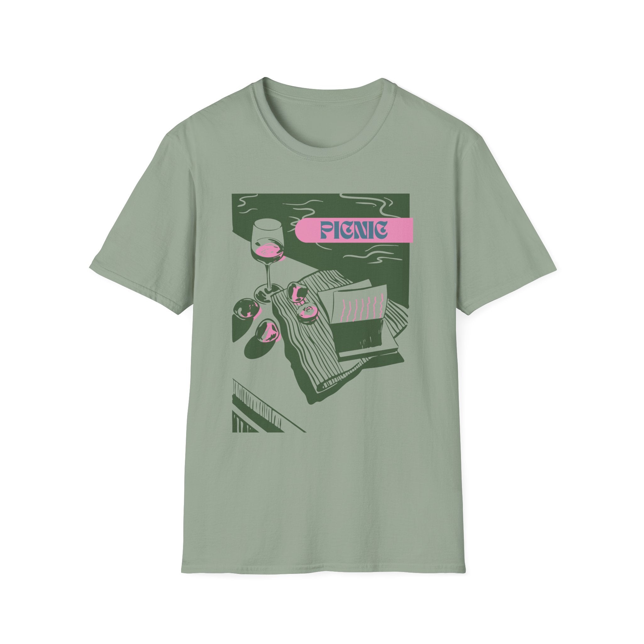 Picnic Graphic T-Shirt — Retro Picnic Scene Tee - Creations by Chris and Carlos