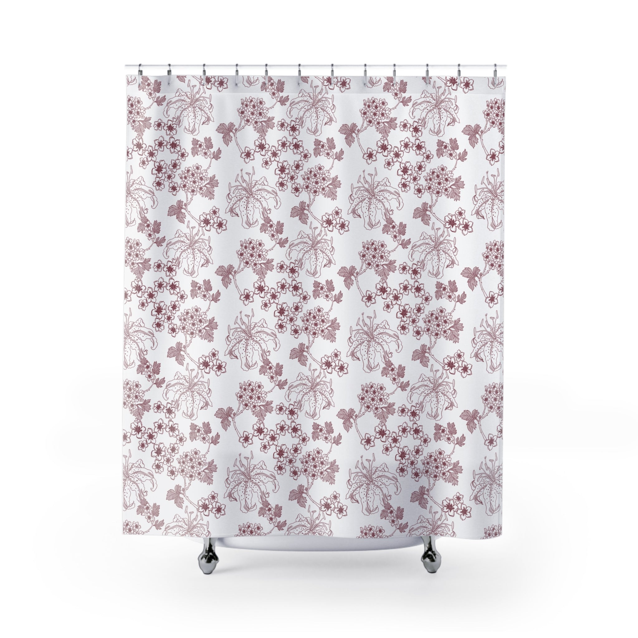 Whispers of Toile- Vintage Floral Shower Curtain, Elegant Bathroom Decor, Botanical Print, Home & Living Accessories, Gift for Housewarming - Creations by Chris and Carlos
