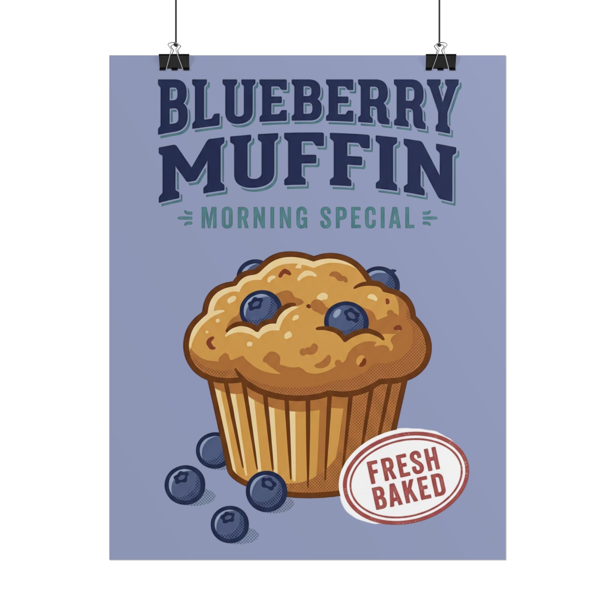 Blueberry Muffin Poster - 'Morning Special' Fresh Baked Kitchen Wall Art - Creations by Chris and Carlos
