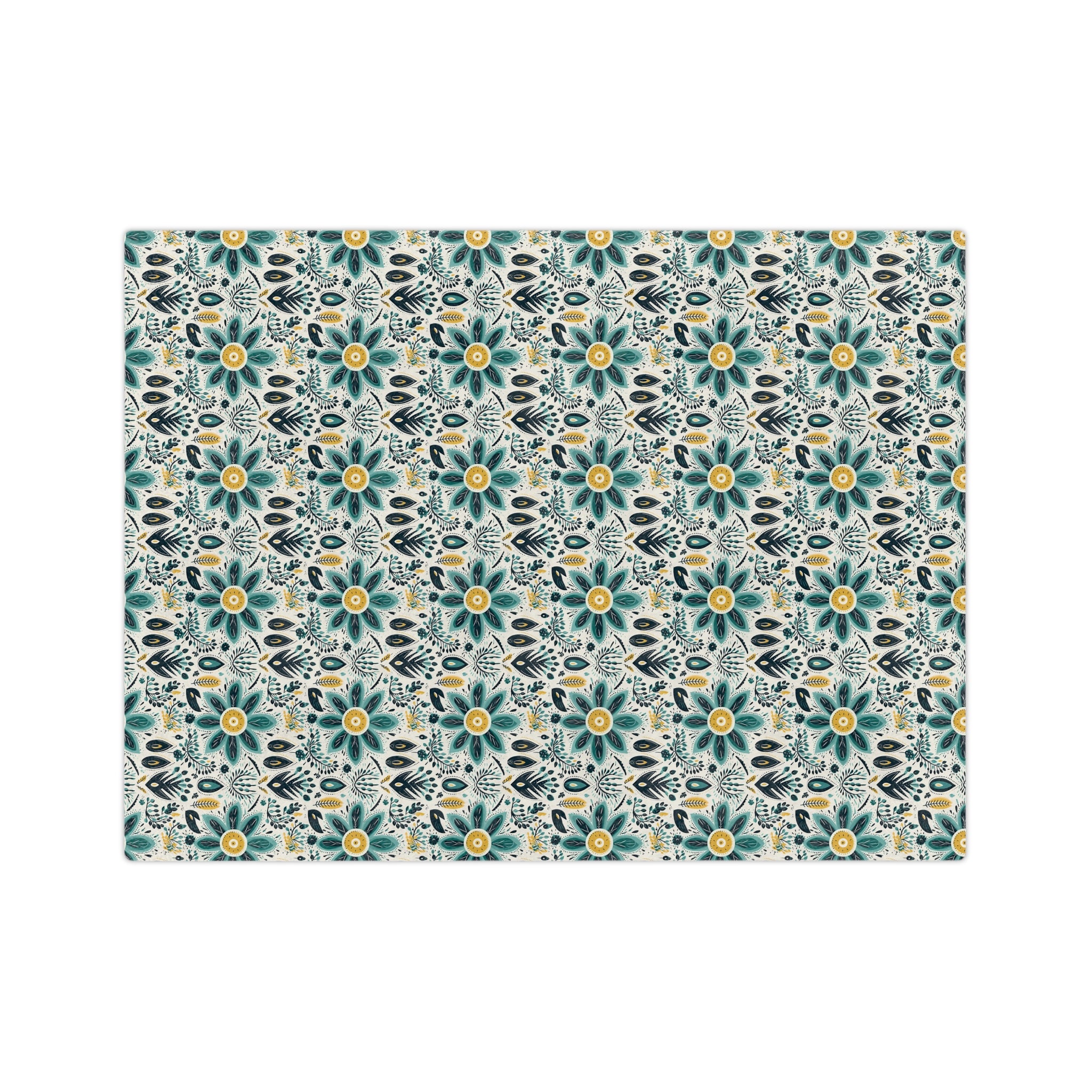 Sol y Alegría (Sun and Joy) Collection-Floral Teal Velvet Microfiber Blanket Boho Flower Pattern Throw - Creations by Chris and Carlos