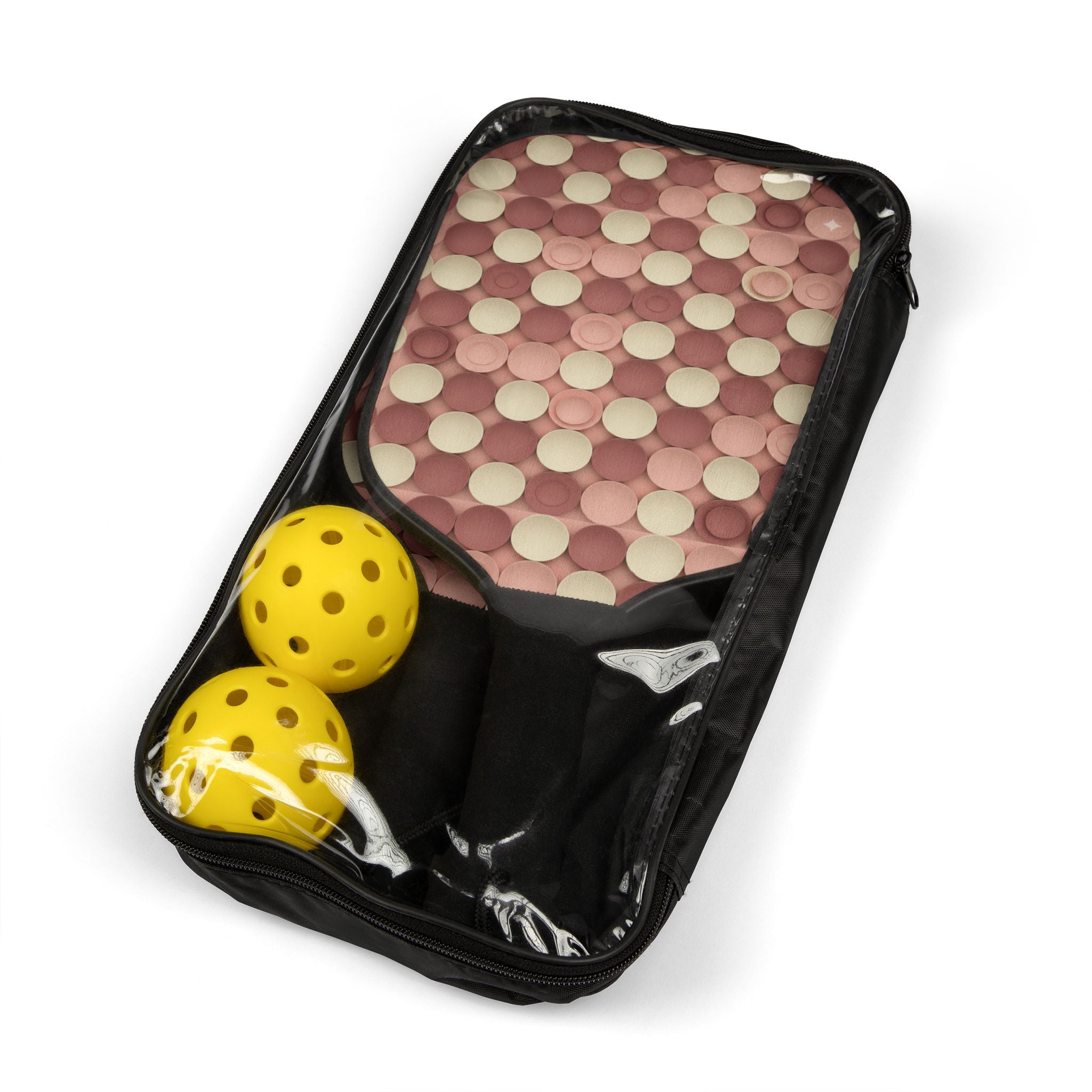 Prism Point Athletic Collection Pickleball Paddle Set — Retro Pink Patterned Paddles with Balls - Creations by Chris and Carlos