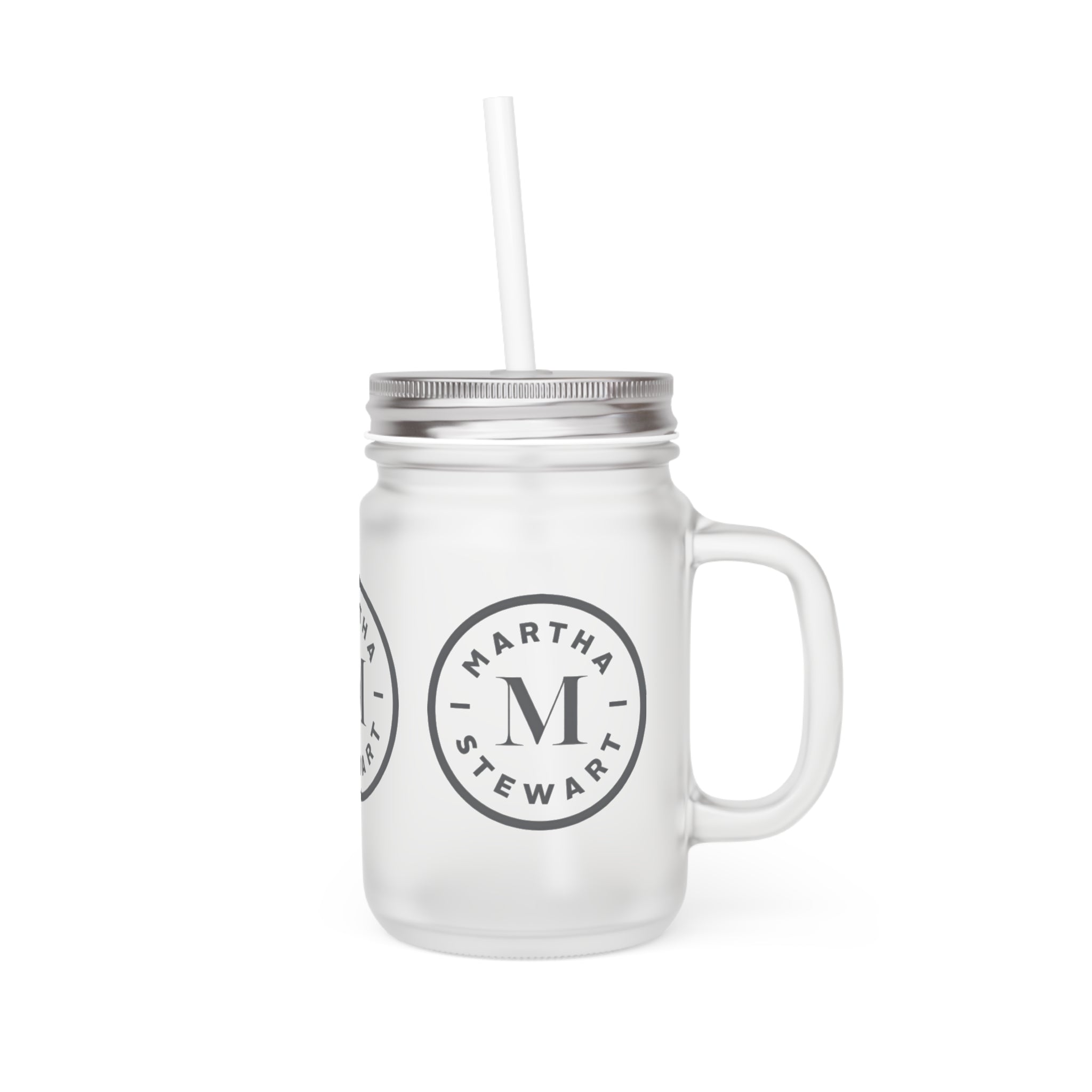 Martha- Martha Stewart Mason Jar Tumbler with Lid & Straw — Vintage Seal Logo Drink Mug - Creations by Chris and Carlos
