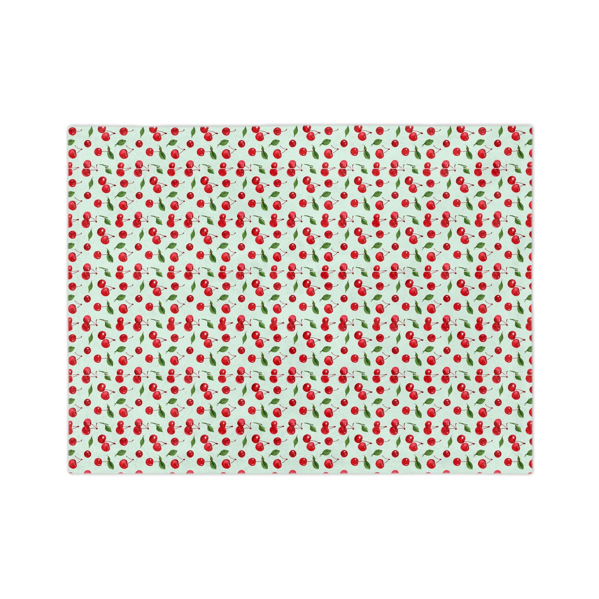 The Sugar Shack Diner Cherry Pattern Velveteen Microfiber Blanket — Cute Retro Fruit Throw - Creations by Chris and Carlos