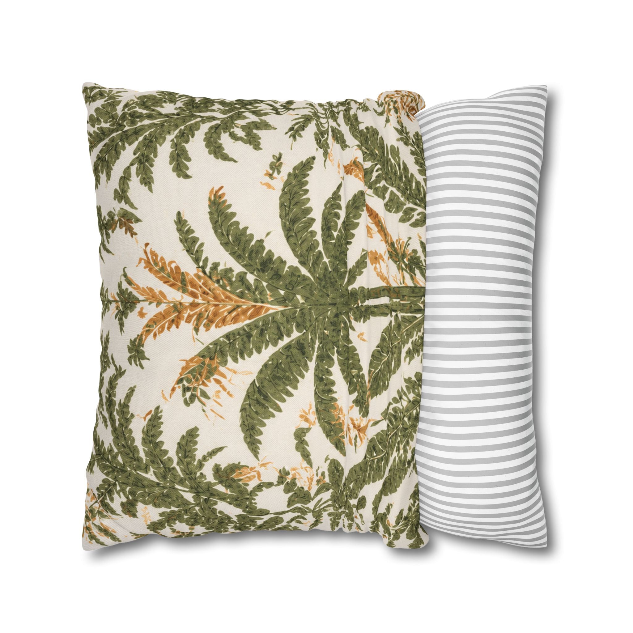 Palm Tree Decorative Pillowcase — Tropical Green Botanical Square Pillow - Creations by Chris and Carlos