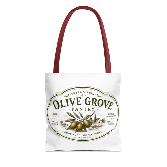 Olive Grove Pantry Tote Bag — Vintage Olive Oil Market Grocery Tote - Creations by Chris and Carlos