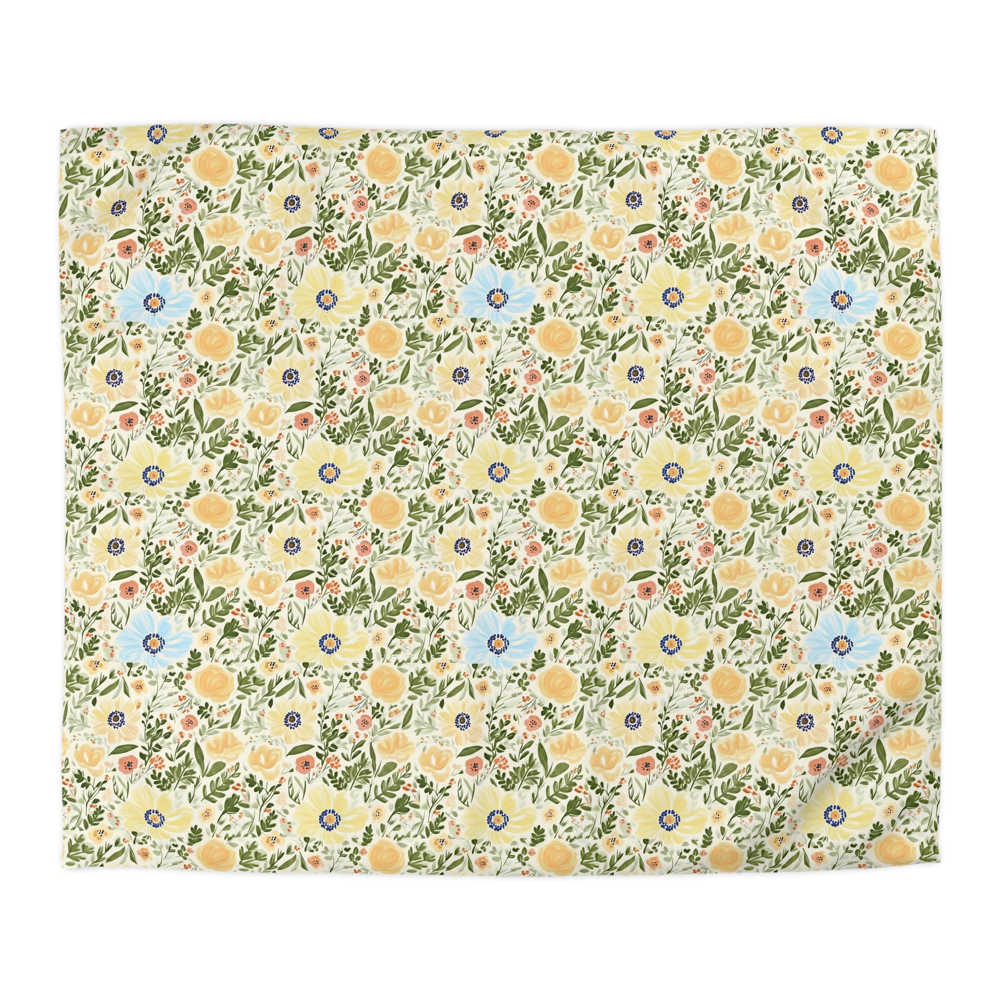 The Artisanal Flora Gallery Vintage Floral Duvet Cover — Pastel Wildflower Microfiber Bedding - Creations by Chris and Carlos