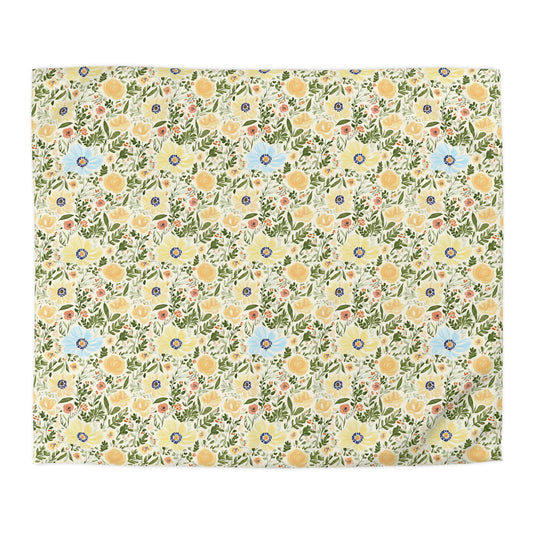 The Artisanal Flora Gallery Vintage Floral Duvet Cover — Pastel Wildflower Microfiber Bedding - Creations by Chris and Carlos