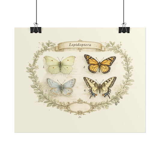 Butterfly Botanical Poster — Vintage Lepidoptera Wall Art Print - Creations by Chris and Carlos