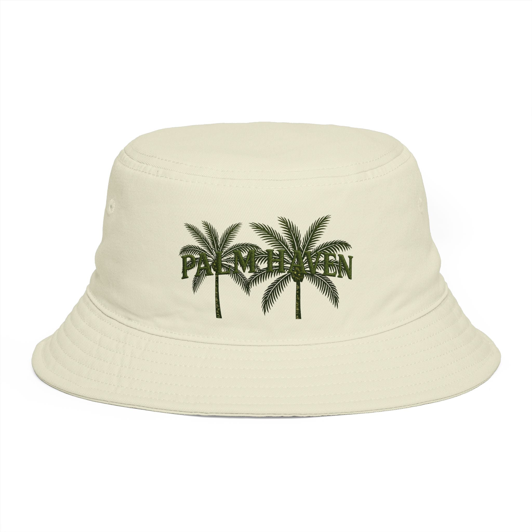 Palm Haven Bucket Hat – Tropical Palm Tree Embroidered Sun Hat - Creations by Chris and Carlos