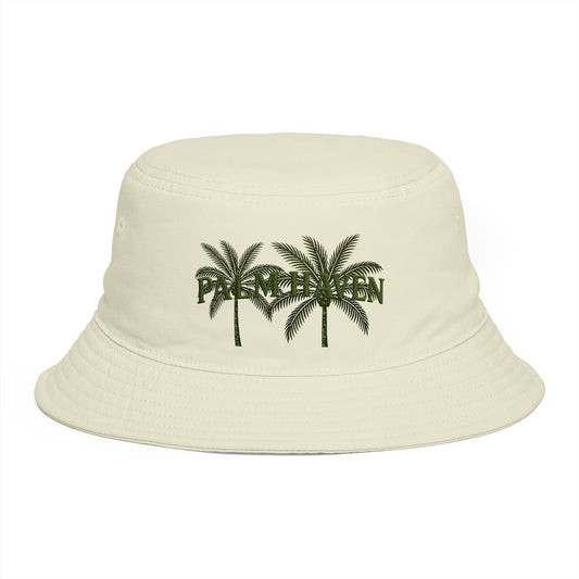 Palm Haven Bucket Hat – Tropical Palm Tree Embroidered Sun Hat - Creations by Chris and Carlos