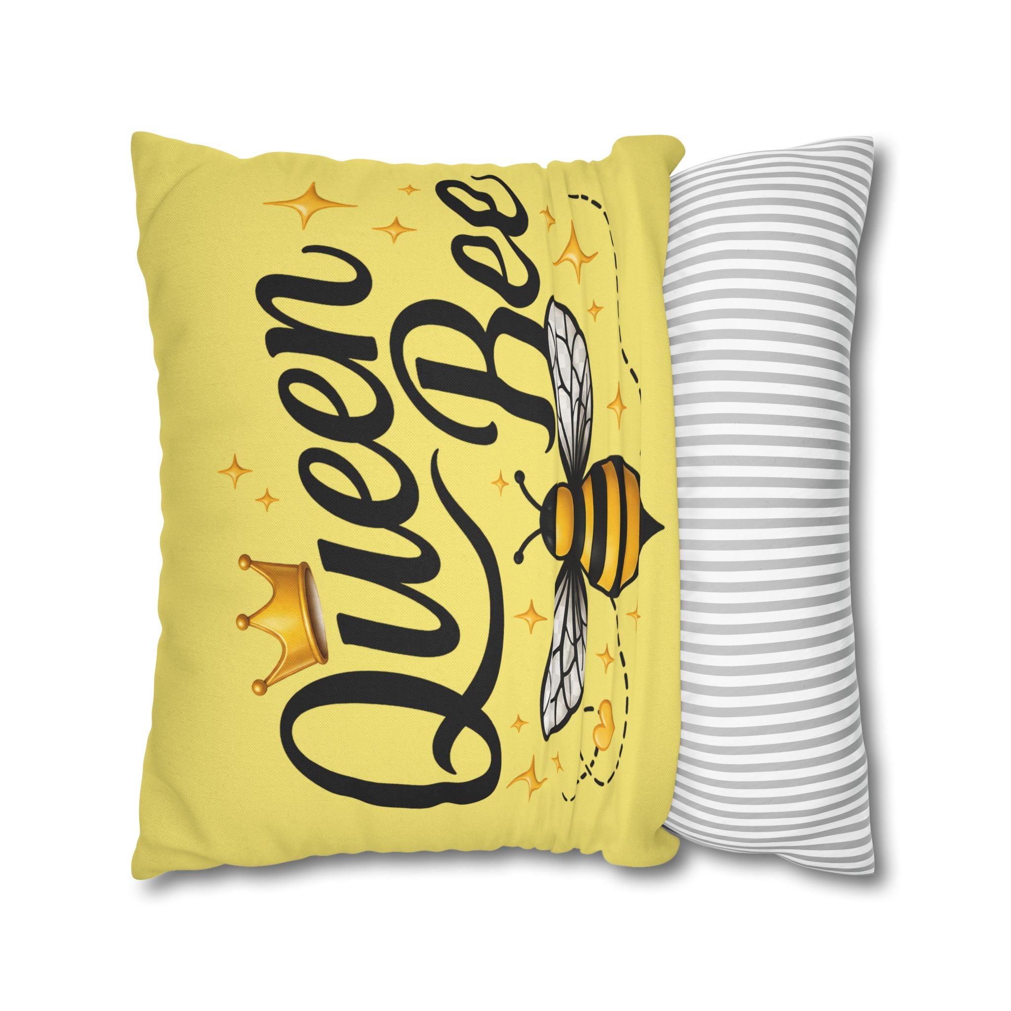 Honey Bee Decorative Pillowcase – Yellow Floral Bee Accent Cushion Cover - Creations by Chris and Carlos