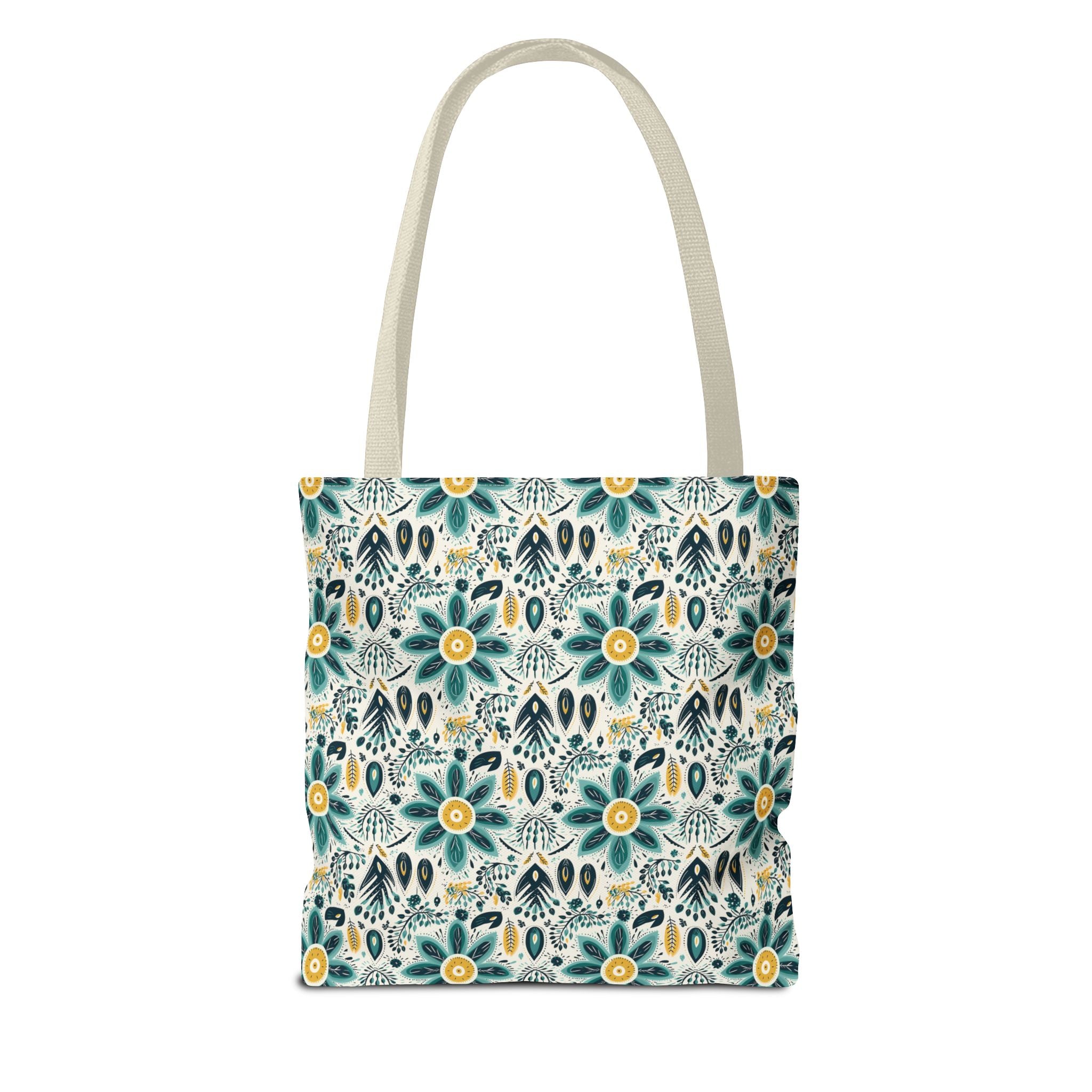 Sol y Alegría (Sun and Joy) Collection- Cactus Succulent Pattern Microfiber Blanket Soft Velveteen Throw for Home & Garden Lovers Floral Folk Art Tote Bag — Teal & Mustard All-Over Print - Creations by Chris and Carlos