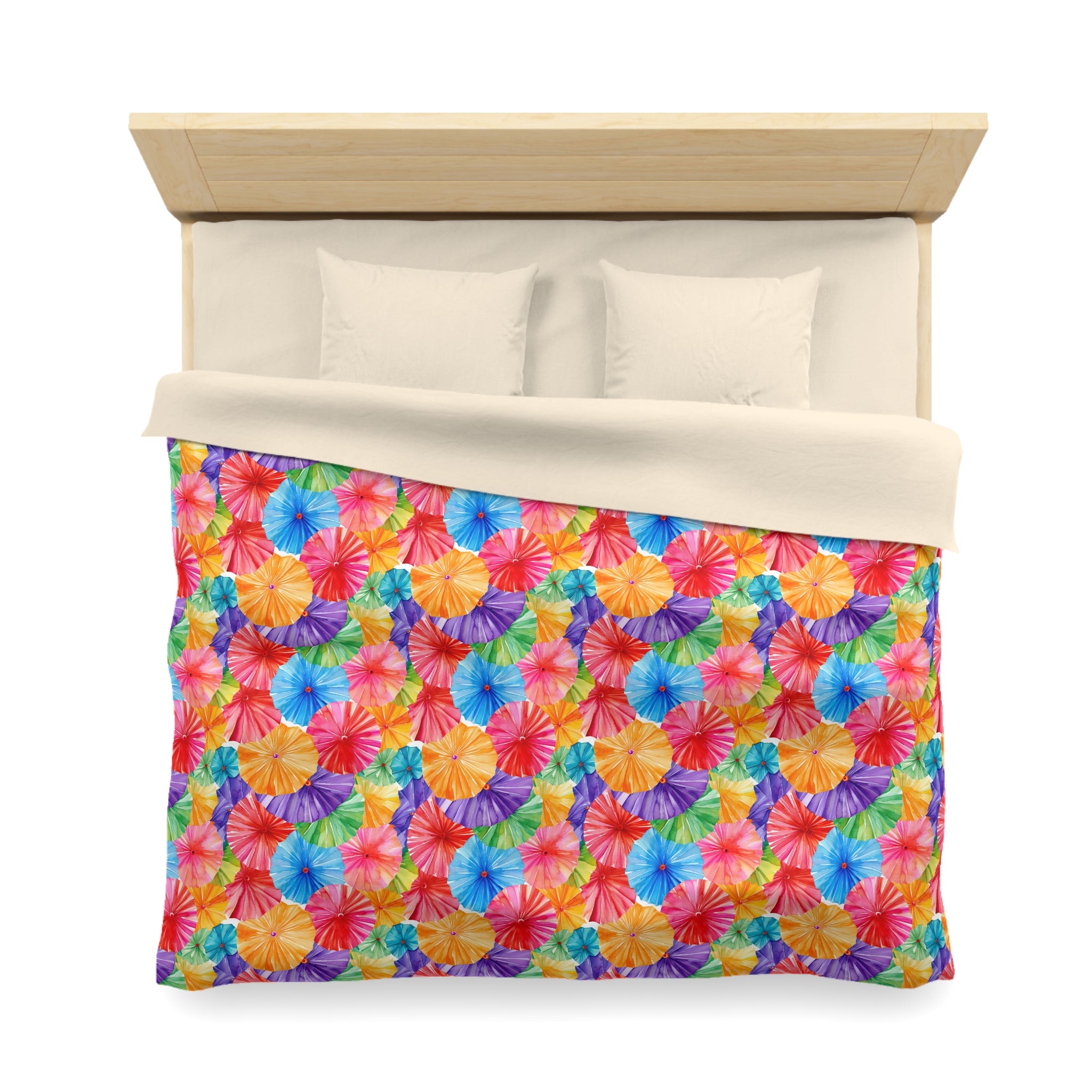 Sol y Alegría (Sun and Joy) Collection- Tie-Dye Floral Duvet Cover — Vibrant Rainbow Microfiber Bedding - Creations by Chris and Carlos