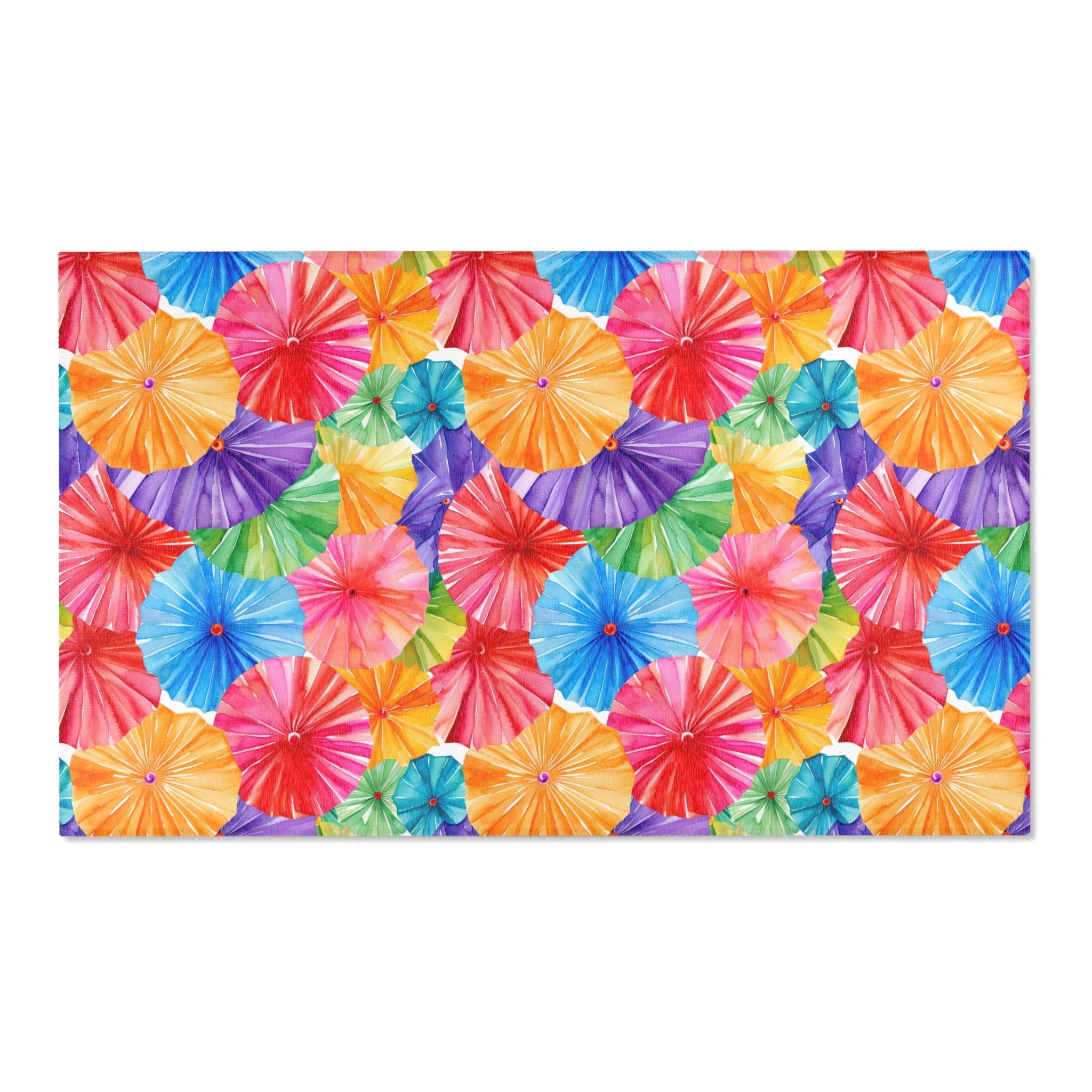 Sol y Alegría (Sun and Joy) Collection- Vibrant Umbrella Pattern Area Rug — Colorful Tropical Beach Vibe Accent Rug - Creations by Chris and Carlos