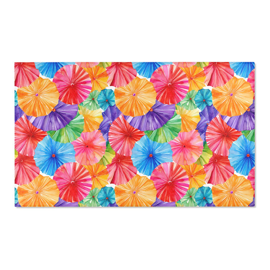 Sol y Alegría (Sun and Joy) Collection- Vibrant Umbrella Pattern Area Rug — Colorful Tropical Beach Vibe Accent Rug - Creations by Chris and Carlos