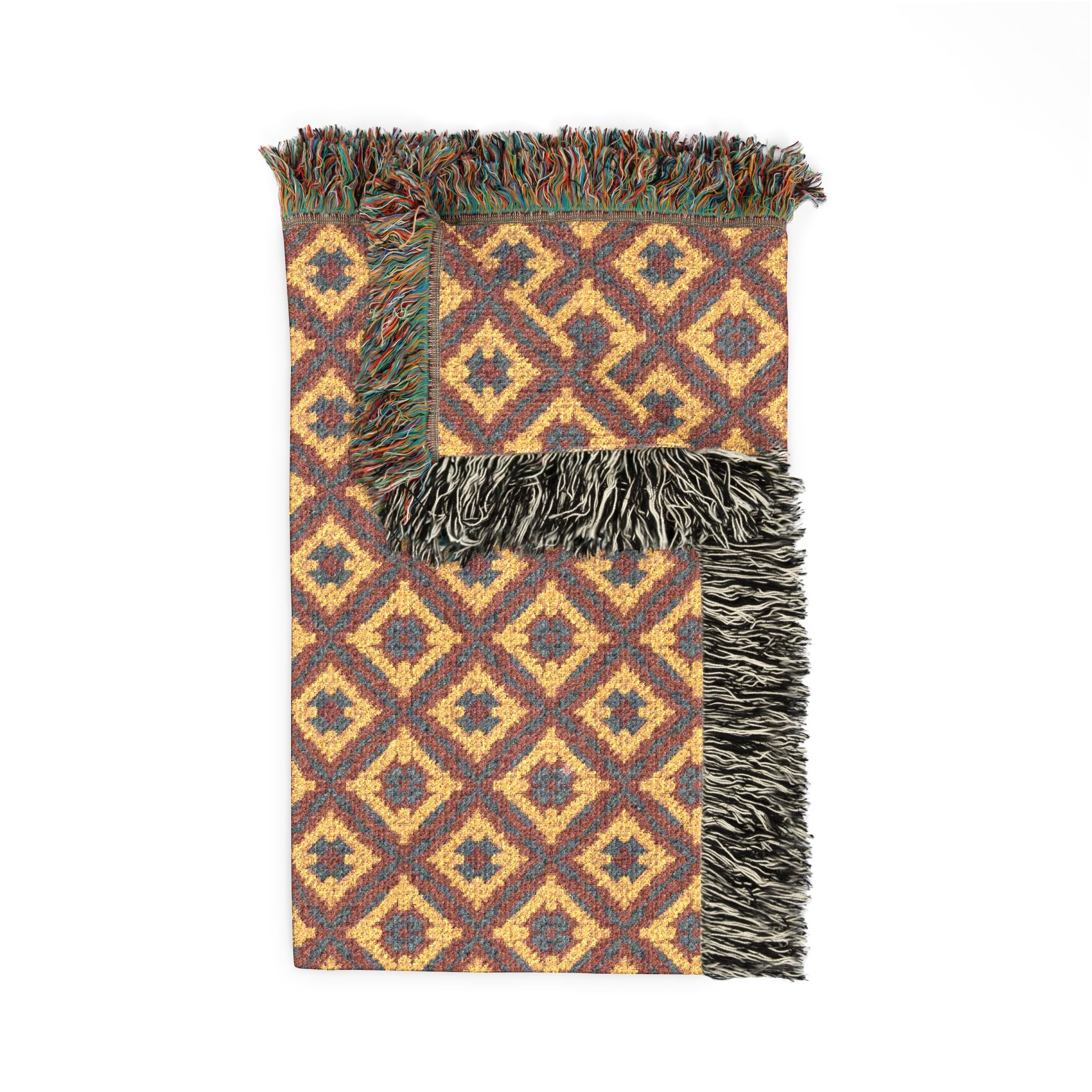 Plumstead Manor Blanket — Vintage Diamond Pattern Throw (Boho Geometric, Cozy Home Accent) - Creations by Chris and Carlos