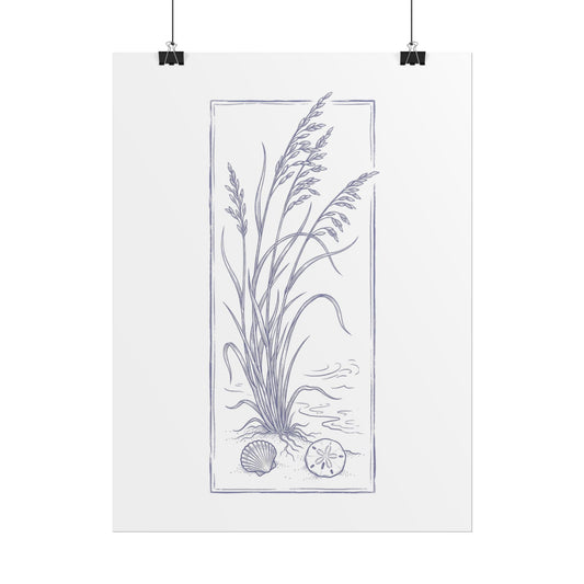 Coastal Grasses Botanical Poster — Coastal Beach Shell Wall Art - Creations by Chris and Carlos