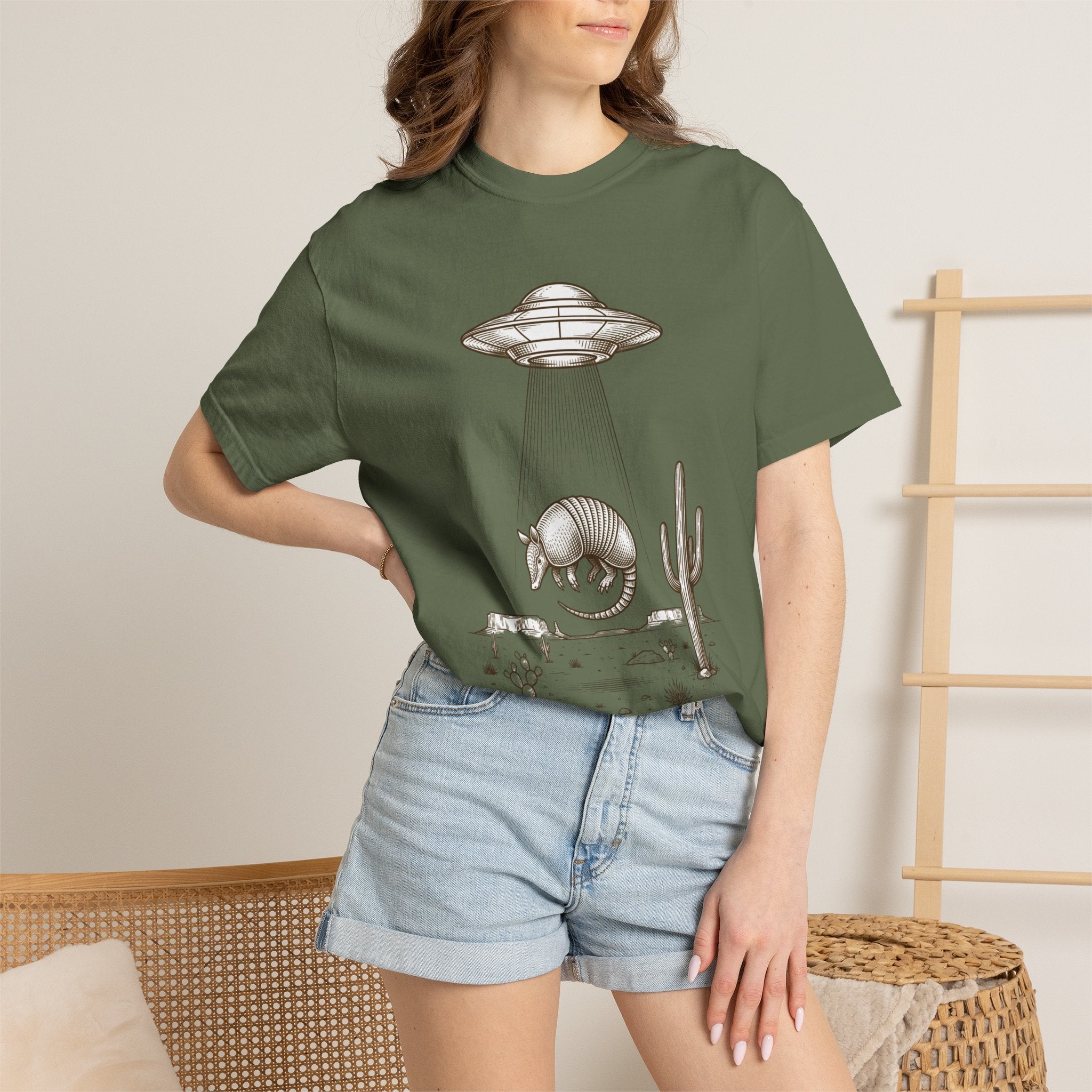 T-Shirt — Desert UFO Abduction Armadillo Graphic - Creations by Chris and Carlos