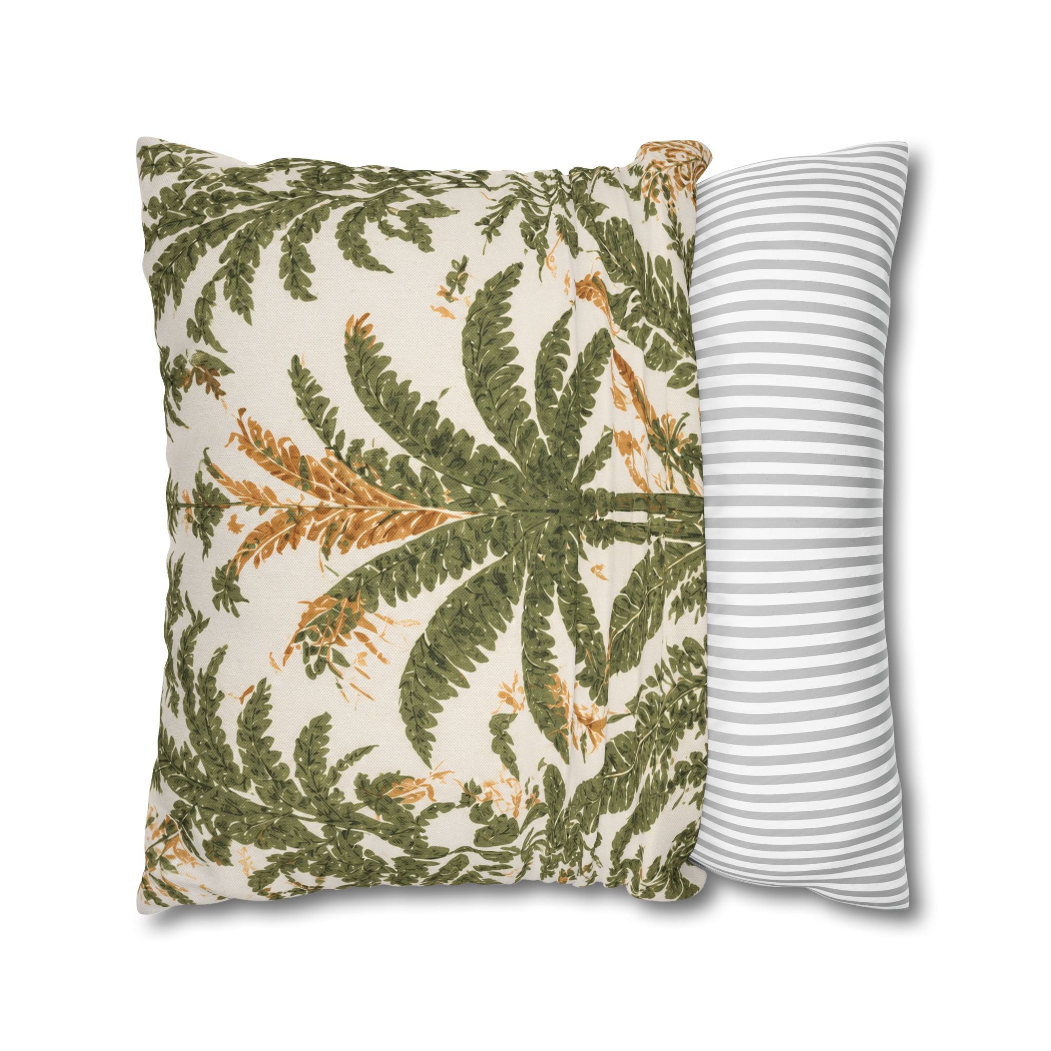 Palm Tree Decorative Pillowcase — Tropical Green Botanical Square Pillow - Creations by Chris and Carlos